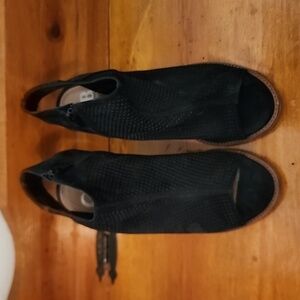 Black peep toe open heel booties
